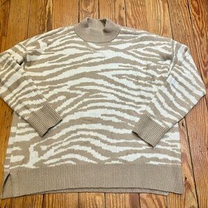 Maurices Tan and Cream Zebra Turtleneck Sweater
